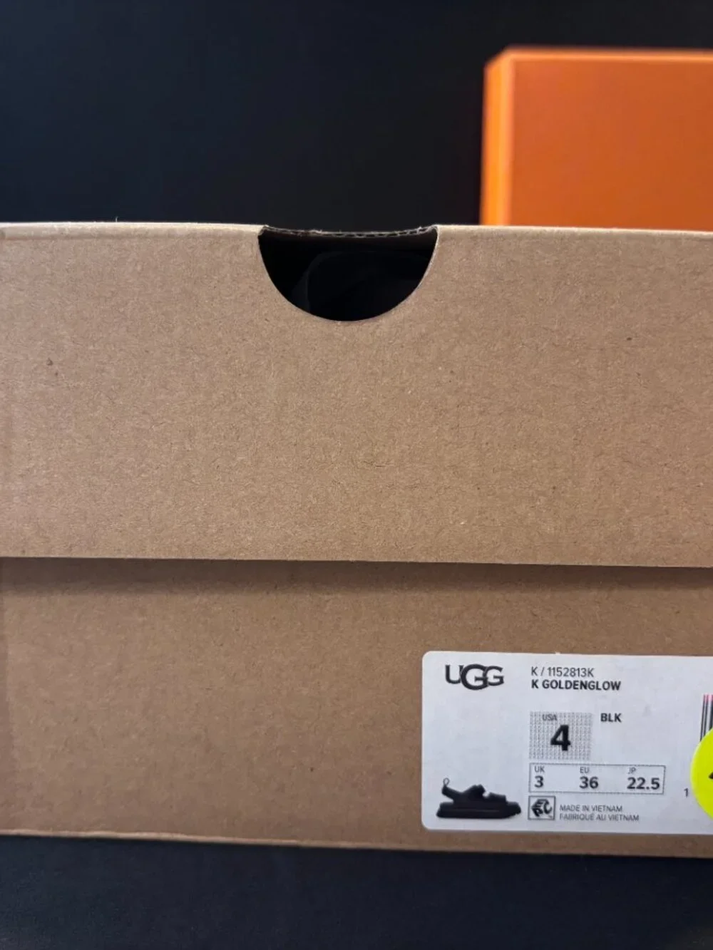 UGG with box! Black Goldenstar sandals in Youth size 4